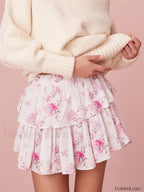 Tiered Floral Ruffle Mini Skirt