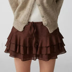 Tiered Ruffle Drawstring Skirt