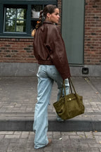 Vintage Brown PU Leather Jacket