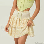 Vintage Shirred Floral Cake Skirt