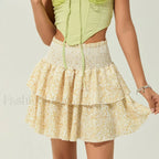 Vintage Shirred Floral Cake Skirt