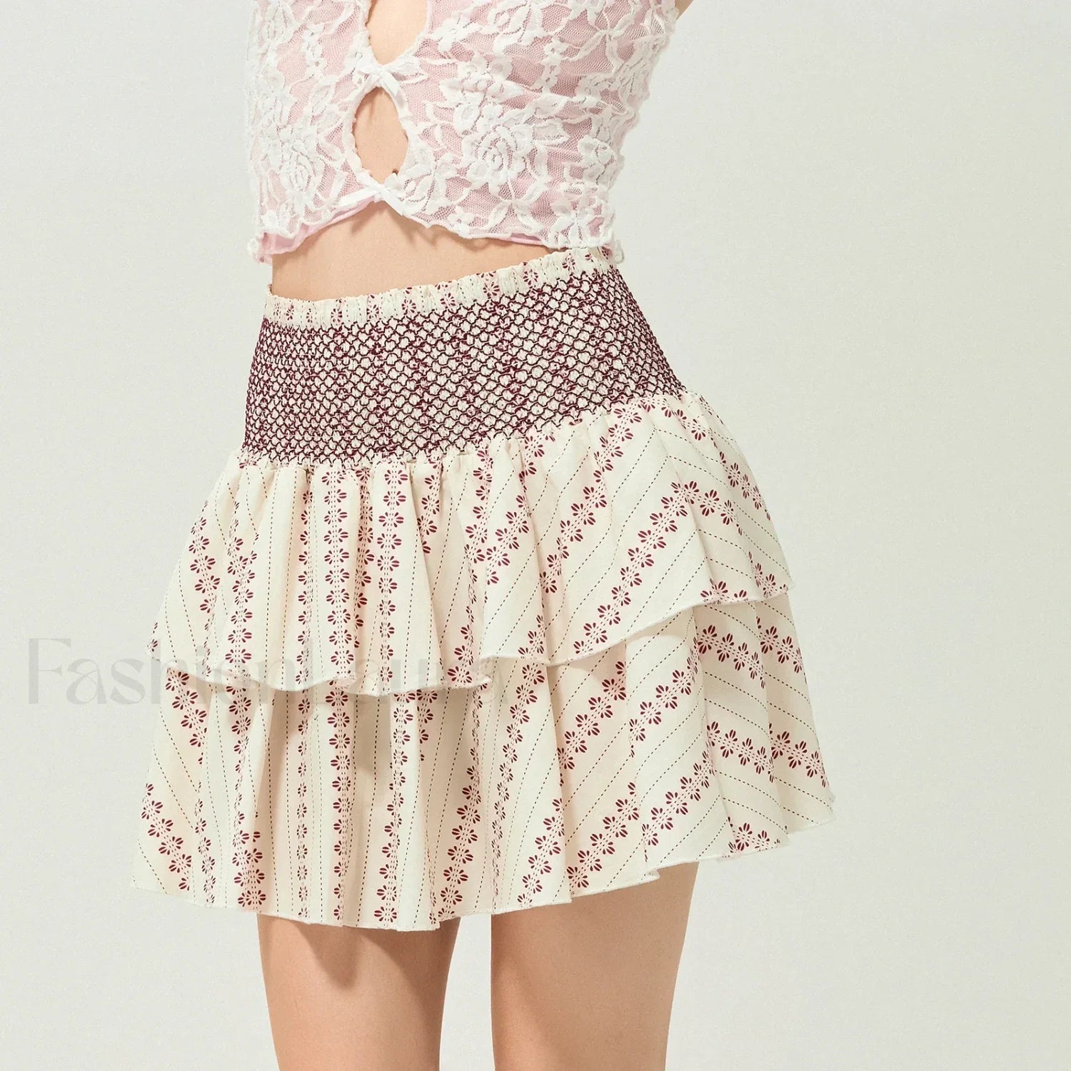 Vintage Shirred Floral Cake Skirt
