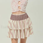 Vintage Shirred Floral Cake Skirt MULTI / S