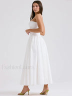 White Spaghetti Strap Midi Dress