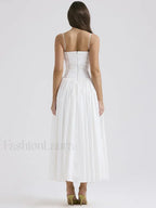 White Spaghetti Strap Midi Dress