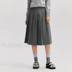 Woolen A line Versatile Skirt Grey / XS