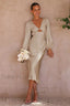 Wren Long Sleeve Charming Twist Maxi Dress S / Champagne