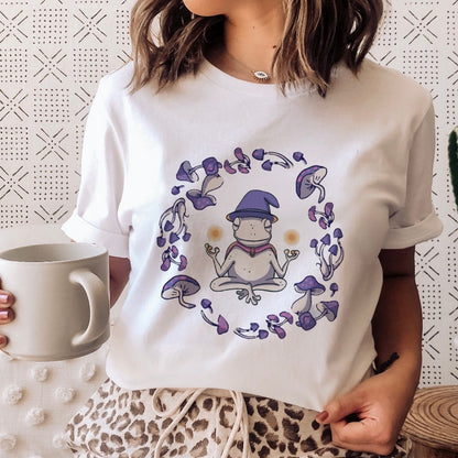 Ladies Mushroon Frog Tshirt Fashion Cartoon Animal Lady Print Tee