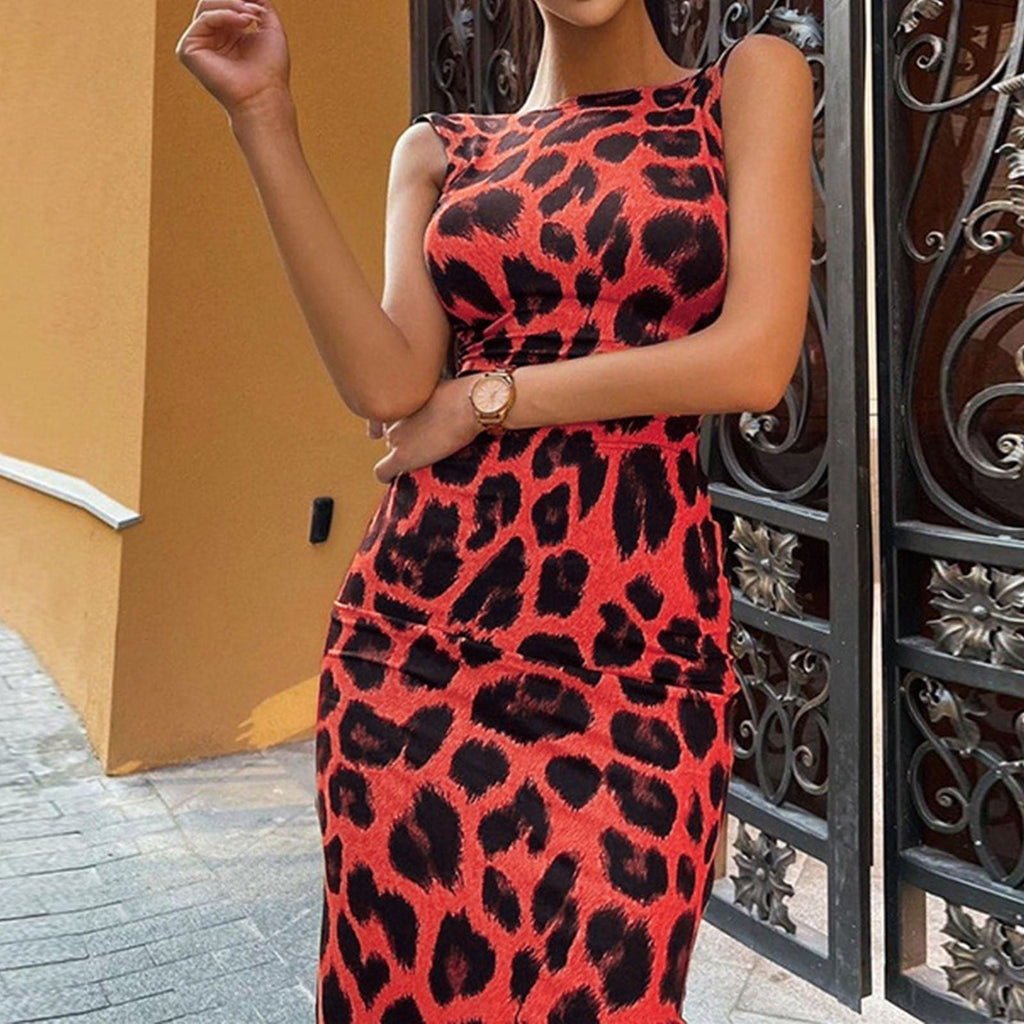 2023 Women Sexy Leopard Print Dress