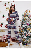 2Pcs Christmas Loungewear Pajama Sets Stripe Long Sleeves Sleepwear