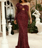 Red Sequin Beaded Evening Dress Long Luxury Celebrity Wedding Party Dress