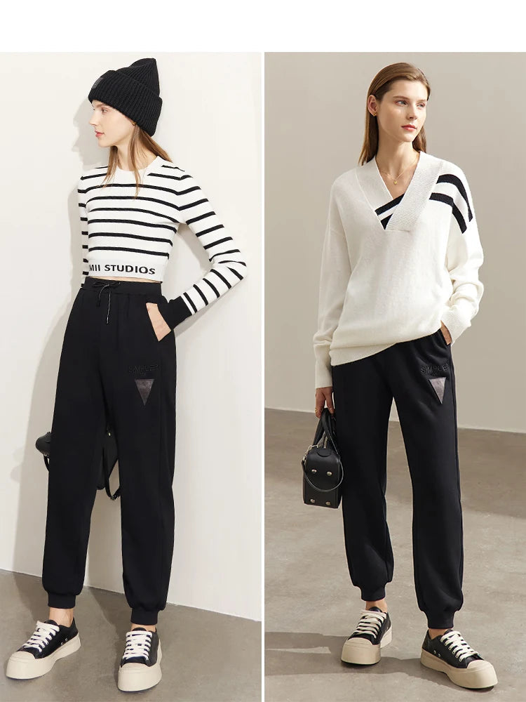 Minimalism Ankle-Length Casual Straight Sweatpants