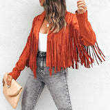 Turn Down Collar Tassel Coat