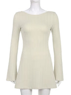 Slim Fit O-neck Solid Party Mini Dresses