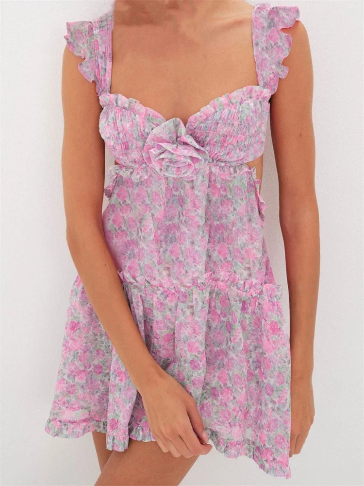 Exquisite 3D Flowers Patchwork Mini Dresses Main image