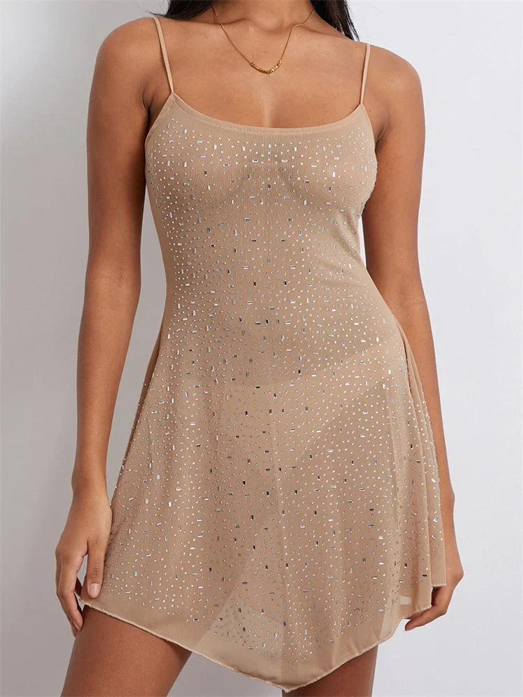 Rhinestones Irregular Hem Party Mini Dresses Main image
