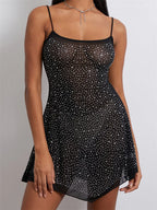 Rhinestones Irregular Hem Party Mini Dresses