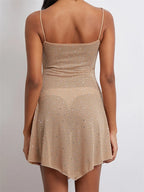 Rhinestones Irregular Hem Party Mini Dresses