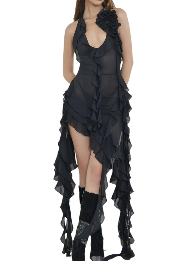 Trendy Asymmetrical Mesh Beach Party Mini Dresses Main image