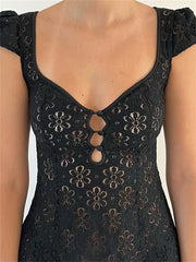 Lace Floral V-neck A-Line Mini Dresses