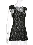 Lace Floral V-neck A-Line Mini Dresses