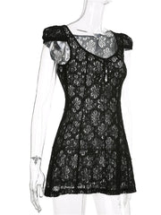 Lace Floral V-neck A-Line Mini Dresses