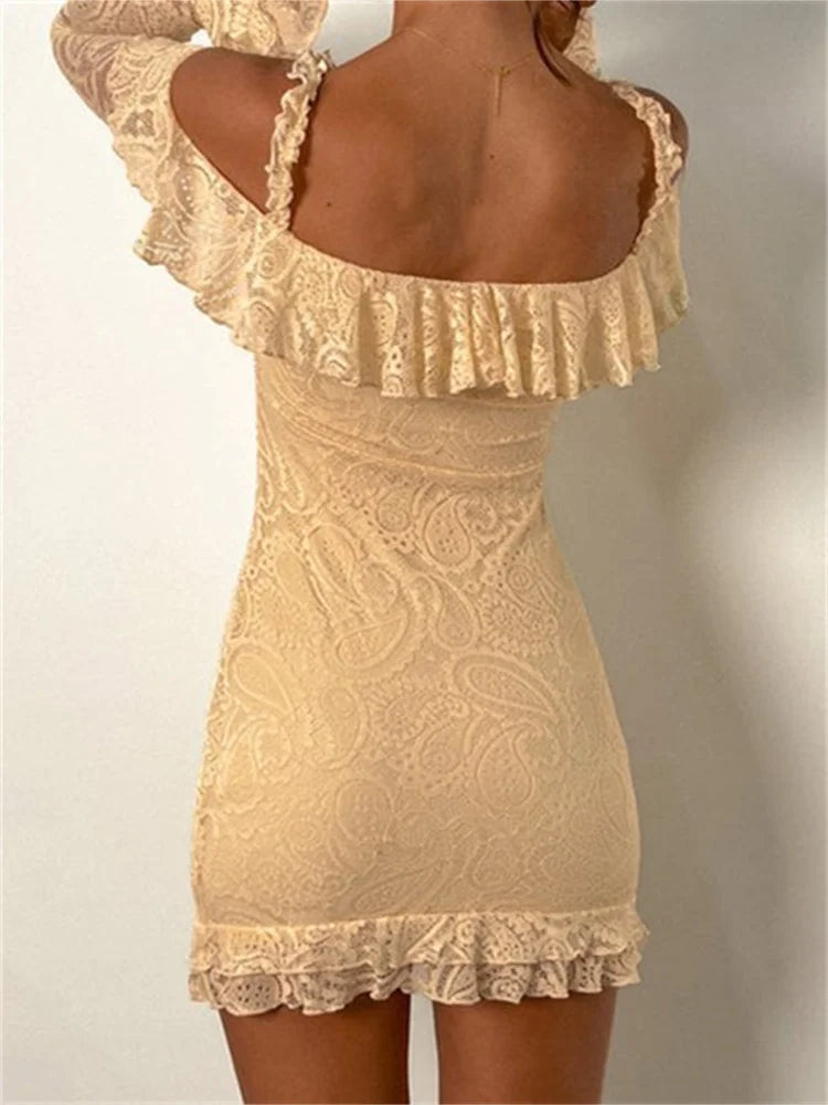 Mini Prom Dress Ruffle Romantic Lace Off-Shoulder Ruffled Mini Dresses – DressBetty