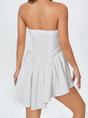 Solid Color Front Buttons Mini Dresses