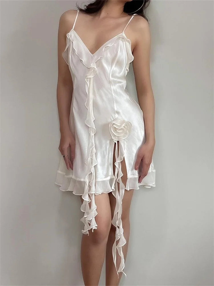 Summer  3D Flower Tassels Sleeveless Mini Dresses