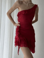Sleeveless Irregular Hem Party Mini Dresses