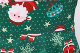 Snowflake Printed Red V-Neck Wrap High Waist Vintage Robe Christmas Dress