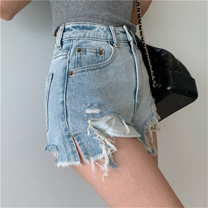 Sexy Denim Shorts with Tassel Pockets Mini Short Jeans