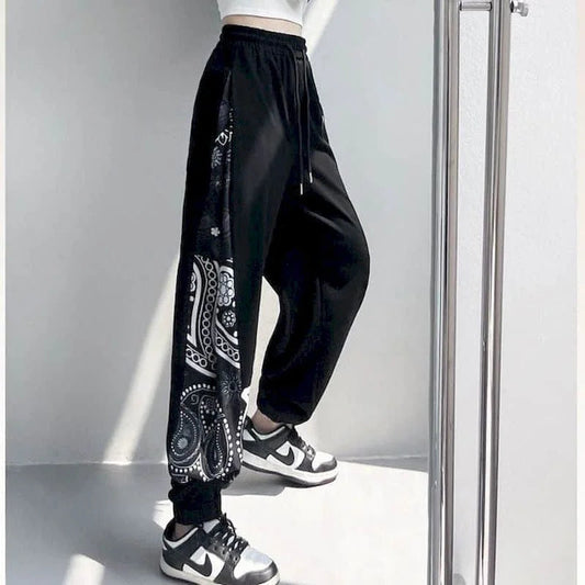 Women's Korean High Street Style Loose Fit Elastic Casual Sweatpants