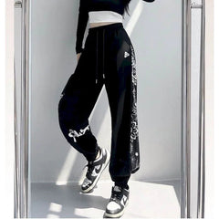 Women's Korean High Street Style Loose Fit Elastic Casual Sweatpants