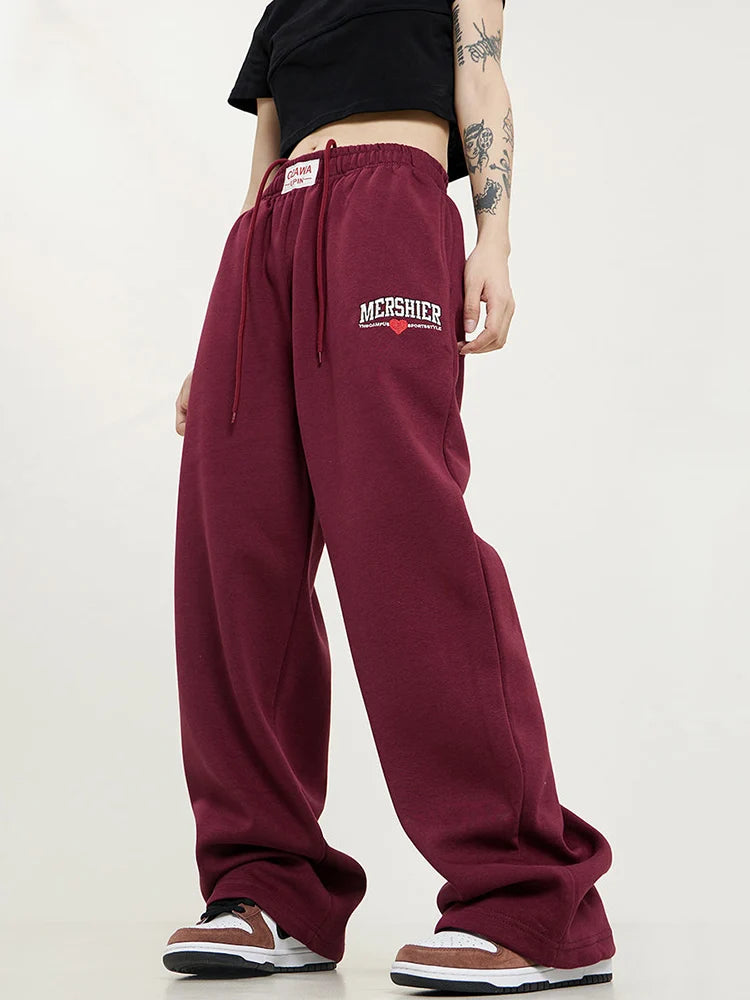 Retro Casual Lace Up Hip Hop Sweatpants American High Waist Letter Sweatpants Main image