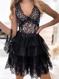 Lace Patchwork Asymmetrical White Dress Femme Sexy Sleeveless Slim Fit Party