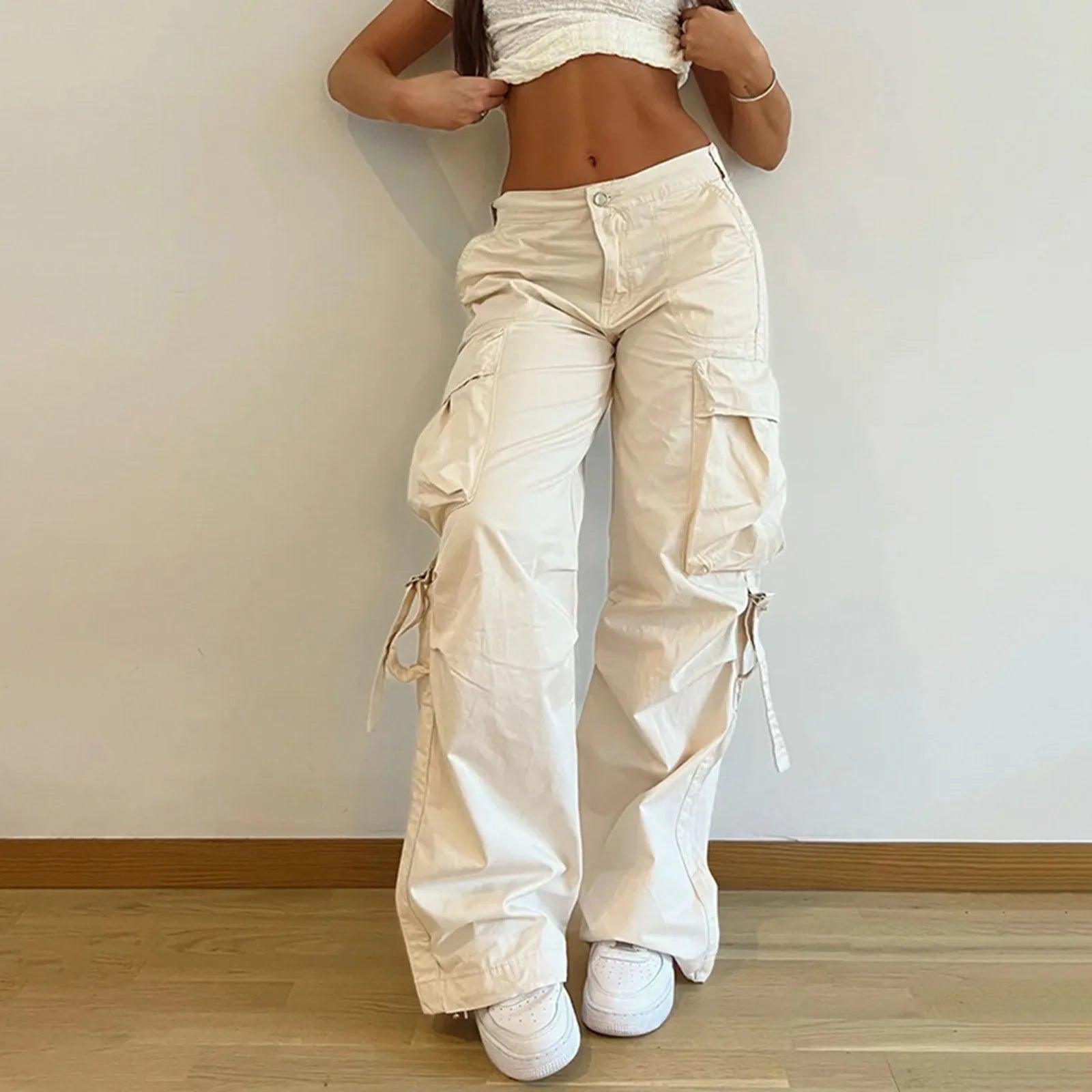Casual Loose Wide Leg Drawstring Ladies Baggy Cargo Sweatpants Main image