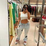 Women Low Waist Vintage Straight Denim Trousers Cyber Y2k Goth Pants Fashion Mom Jeans