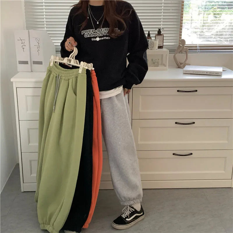 Thicken High Waist Loose Korean Autumn Winter Casual Sweatpants