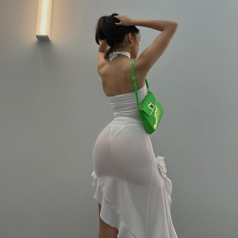 Sexy Strapless Backless Corset Midi Dress