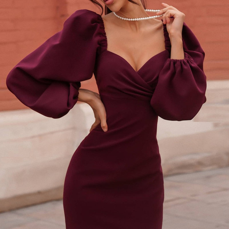 Classic Christmas Evening Formal Date Office Party Midi Dress