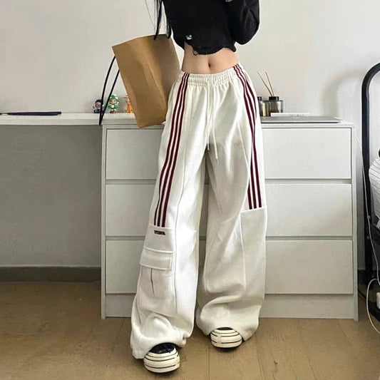 Women's Striped High-waisted Wide-leg Casual Sporty Sweatpants