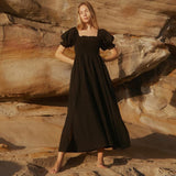 Summer Dresses For Women  Square Neck Smocked Short Puff Sleeve Vacation Beach Style