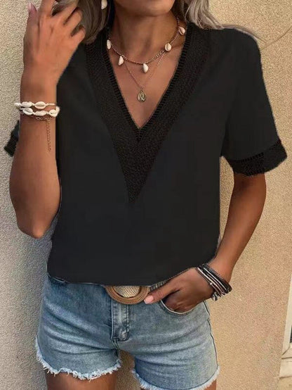 Lace Patchwork Loose Casual T-shirt