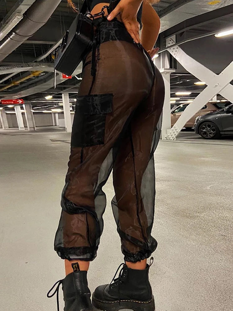 Women's Summer See-through Patchwork Loose Sweatpants