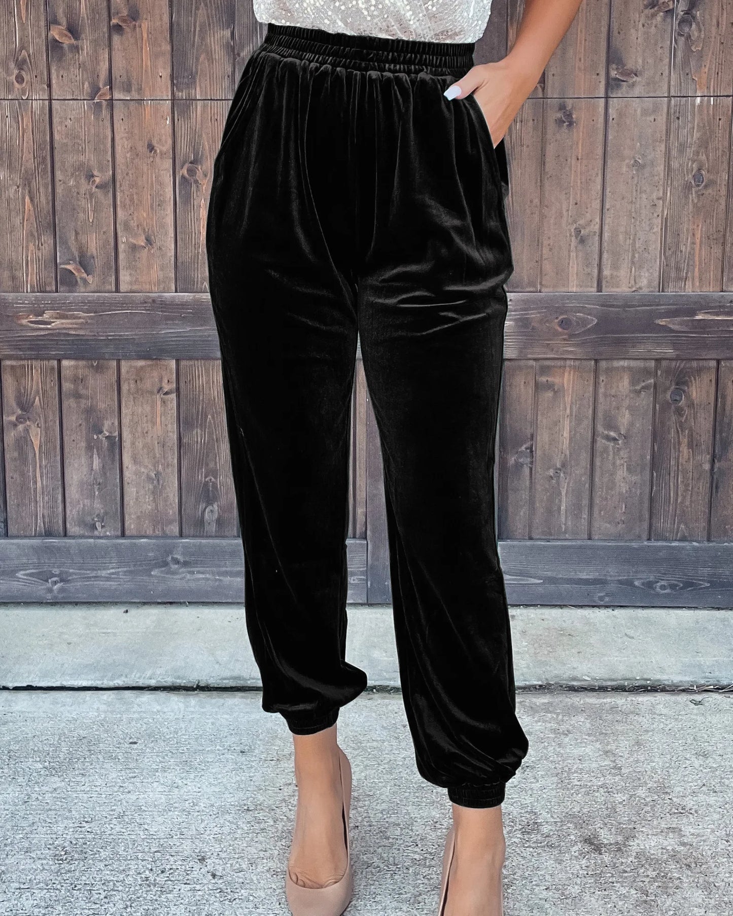Winter's New Soft Stretch Velvet Velour Joggers With Pockets in 7 Colors Sweatpants