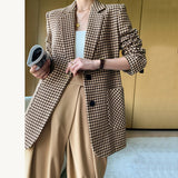 Long Sleeve Plaid Blazer