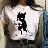 Women T-shirt Cartoon Cat Mushroom Halloween Print T-shirts