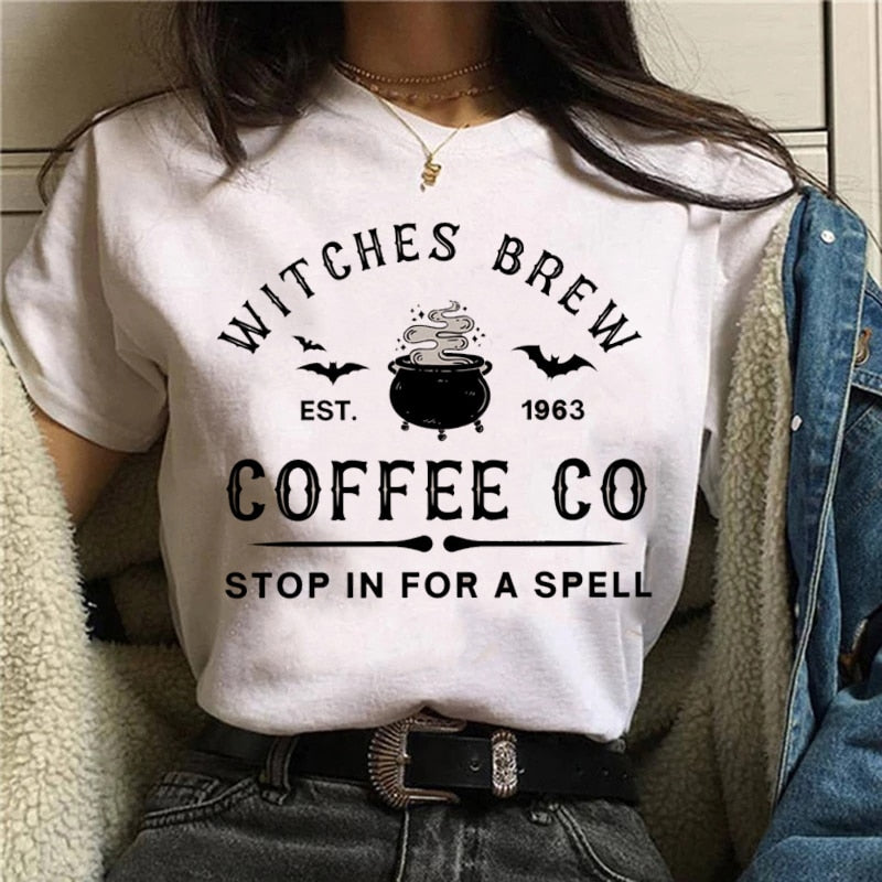 Women T-shirt Cartoon Witch Magic Kawaii Tshirt