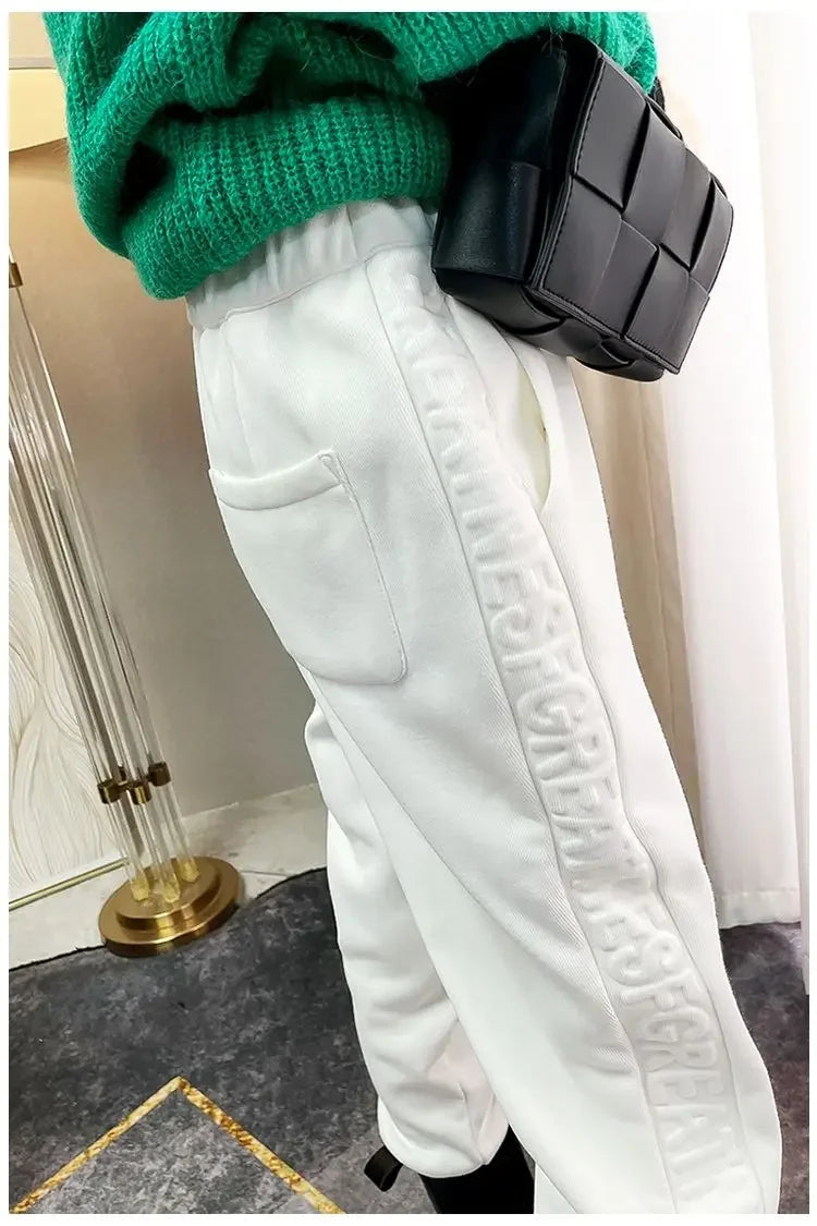 Autumn Winter Black Letter Sports 3D Harajuku Style Sweatpants